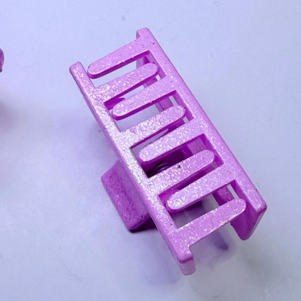 28pc Purple Pink Glitter Hair Claw Clips Set Small Rectangular Curved Y2K Style